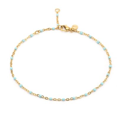 Gold chain anklet and small turquoise stone