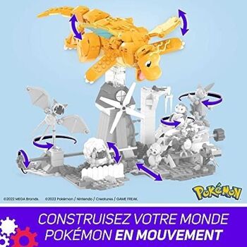 Mattel - Réf :  HKT25 - MEGA Pokémon Coffret de Construction Dracolosse de 388 pièces dont la nouvelle brique de mouvement pour animer la scène, Jouet Enfant, Dès 8 ans 5