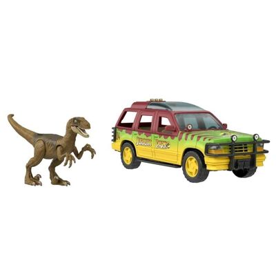 Mattel - réf : HND20 - Jurassic World - Ford Explorer Dégât Sensoriel - Figurine Dinosaure - 4 ans et +