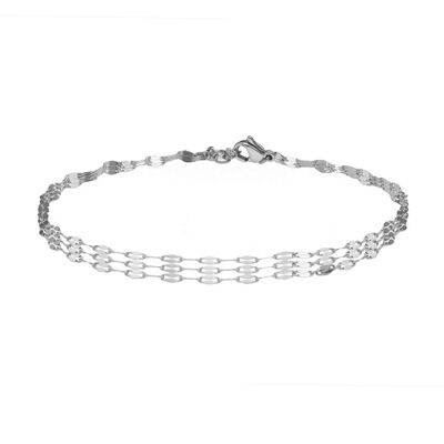 Silver triple chain anklet