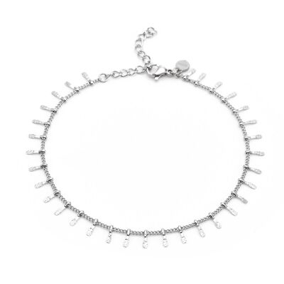 Silver anklet with tassels