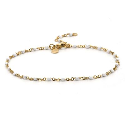 Gold chain anklet and small white stone