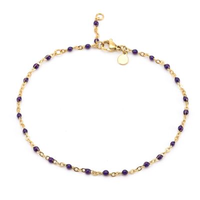 Gold chain anklet and small purple stone