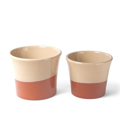 Set of 2 cream flower pots SETVALDO003CREME