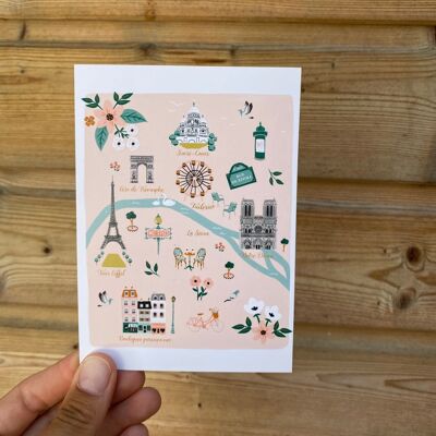 illustrated Paris postcard