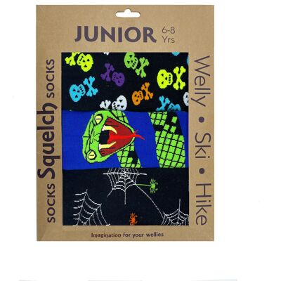 Set di tre calzini Squelch Junior Welly in confezione regalo Halloween
