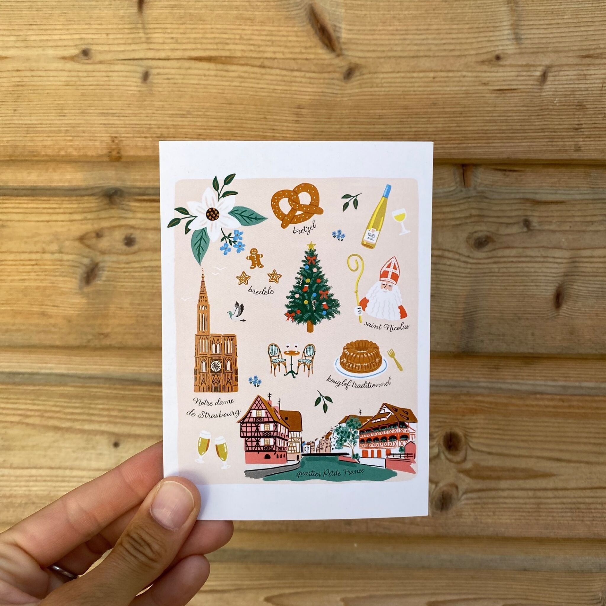 Cartolina illustrata di Strasburgo