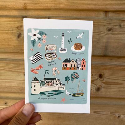 postal Vannes y Morbihan ilustrada