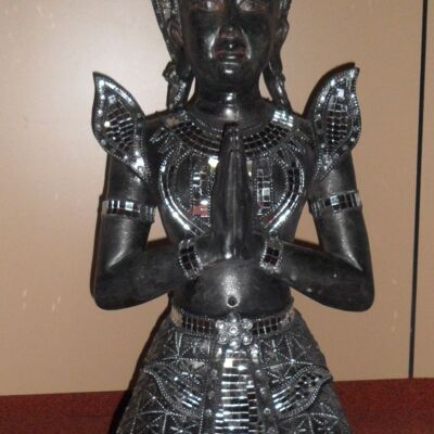 Buddha made of poly black (W / H / D) 34x73x30cm