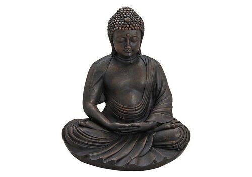 Buddha sitzend Poly. grau 60x52x43cm