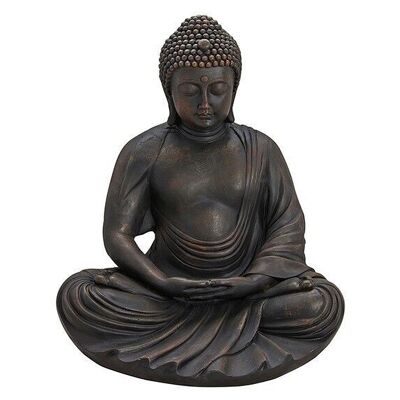 Bouddha assis poly. gris 60x52x43cm