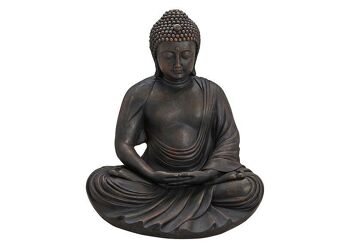 Bouddha assis poly. gris 60x52x43cm