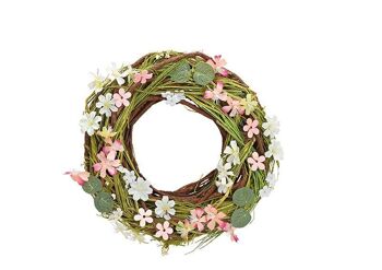 Couronne de décoration florale en rotin / bois coloré (L / H / P) 30x9x30cm