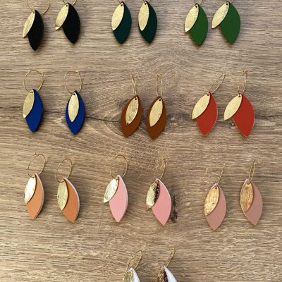 Boucles d'oreilles OPAL - Appleskin et laiton doré à l'or fin 24 carats