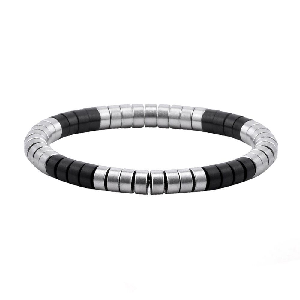 Bracciale heishi in metallo serie acciaio e nero opaco