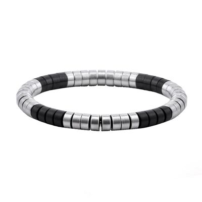 Steel and matte black series metal heishi bracelet