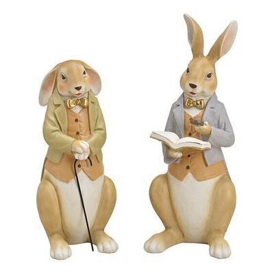 Lapin poly beige 2 fois, (L / H / P) 15x40x13cm 16x33x13cm