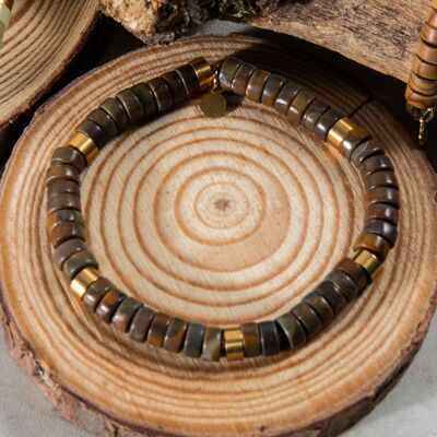 Bracciale di perline heishi in diaspro di bambù
