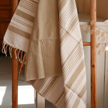 FOUTA EN COTON BIOLOGIQUE - Collection WHITE SAND- Couleur BLANC & GINGER 7