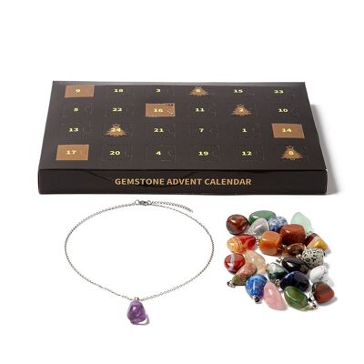 Collier calendrier de l'Avent avec pendentifs en pierres précieuses (set, 25 pièces)