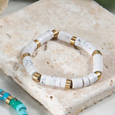 White turquoise heishi bead bracelet