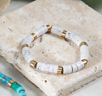 Bracelet perles heishi turquoise blanche 1