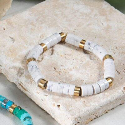 White turquoise heishi bead bracelet