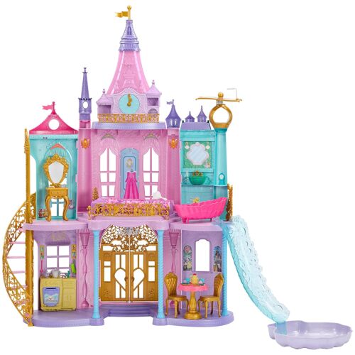 Mattel - Réf : HLW29 - Princesses Disney - Château Aventures Magiques - 3 Niveaux, 122 Cm avec Sons Et Lumières, 10 Zones De Jeu Et Plus De 25 Pièces