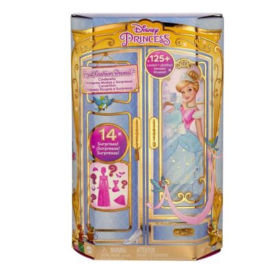 Mattel - Ref: HMK53 - Princesas Disney - Cenicienta - Desfile de Moda Real - 1 Muñeca - 1 amiga con 12 elementos de vestir y accesorios sorpresa