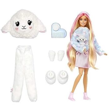 Mattel - Réf : HKR03 - Barbie Cutie Reveal - Poupée Barbie et accessoires, costume agneau en peluche 6