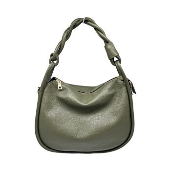 SAC PORTE EPAULE CUIR GRAINE ALINE VERT 1