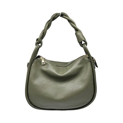 SAC PORTE EPAULE CUIR GRAINE ALINE VERT