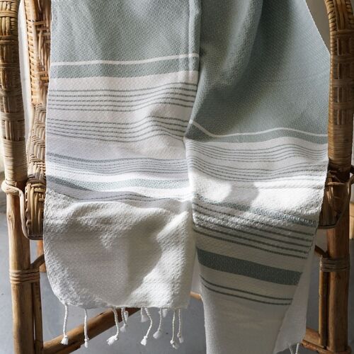 FOUTA EN COTON BIOLOGIQUE - Collection WHITE SAND- Couleur BLANC & MIRAGE