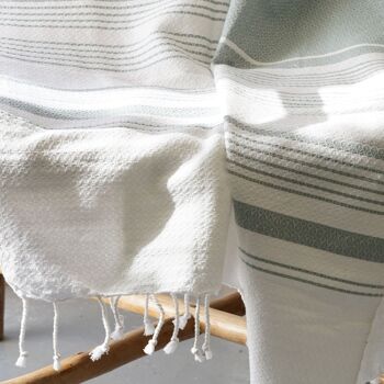 FOUTA EN COTON BIOLOGIQUE - Collection WHITE SAND- Couleur BLANC & MIRAGE 3