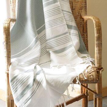 FOUTA EN COTON BIOLOGIQUE - Collection WHITE SAND- Couleur BLANC & MIRAGE 5