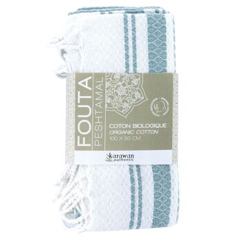 FOUTA EN COTON BIOLOGIQUE - Collection WHITE SAND- Couleur BLANC & MIRAGE 8