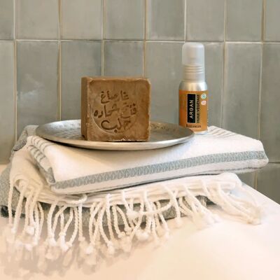 FOUTA EN COTON BIOLOGIQUE - Collection WHITE SAND- Couleur BLANC & MIRAGE