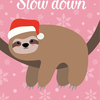 Christmas card Slow down Sloth