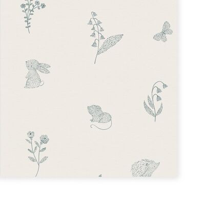 Dotted Woodland Animals White Wallpaper