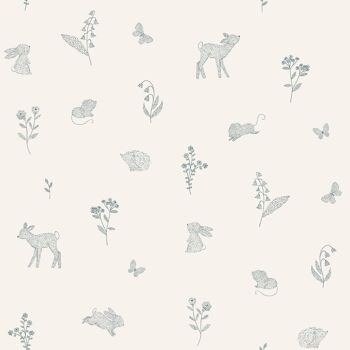 Papier Peint Dotted Woodland Animals Blanc 2