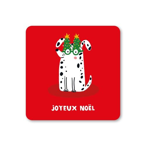 Dog in Glasses Christmas Coaster Pack of 6