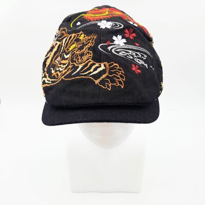 H32 Embroidered Beret Cotton and Polyester - chirimen embroidery