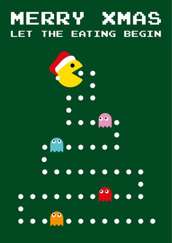 Carte de Noël Pac Man laisse le repas commencer 1
