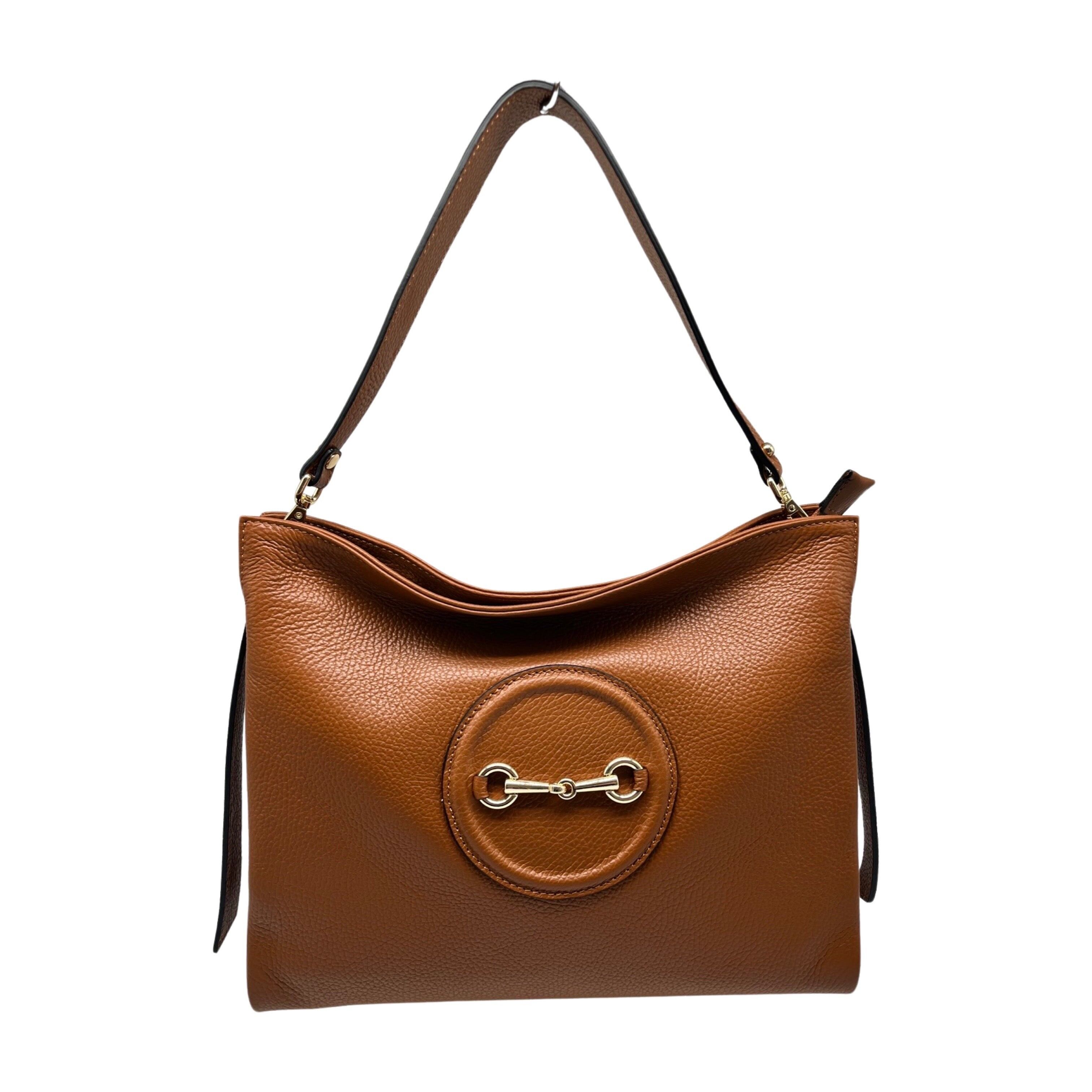 BORSA A TRACOLLA AURELIE IN PELLE MARMELLATA CAMMELLO