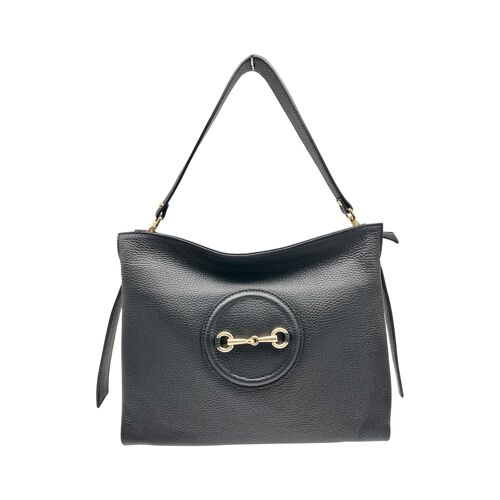 SAC PORTE EPAULE CUIR GRAINE AURELIE NOIR