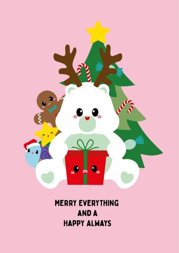 Carte de Noël Care Bear Joyeux tout et toujours heureux 1