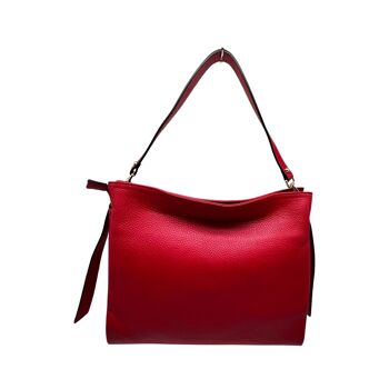 SAC PORTE EPAULE CUIR GRAINE AURELIE ROUGE 2