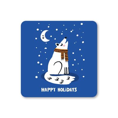 Minimal Wolf Christmas Coaster Pack of 6