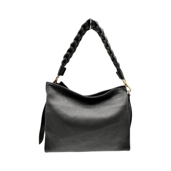 SAC PORTE EPAULE CUIR GRAINE NATHALIE NOIR 2