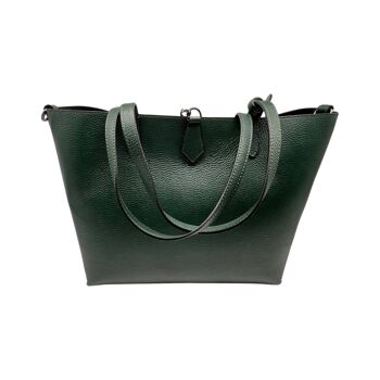 SAC CABAS CUIR GRAINE OLIVIA VERT 2